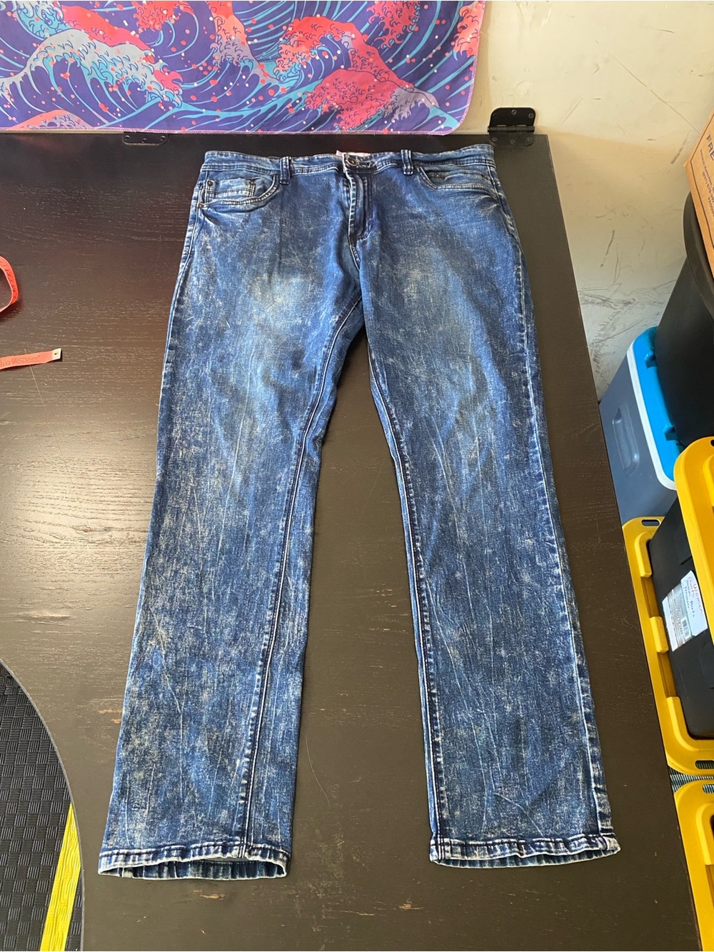 Paper Denim & Cloth Men's Distressed Blue Straight Jeans